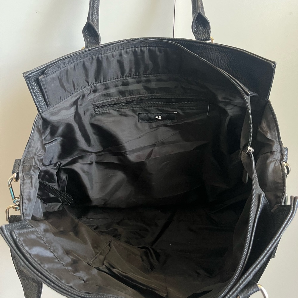 H&M Black Faux Leather Tote